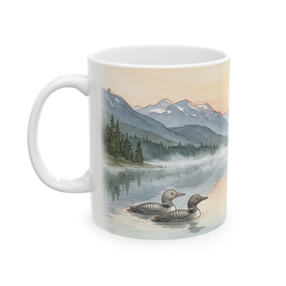 Misty Mountain Lake Mug - 11oz white ceramic mug