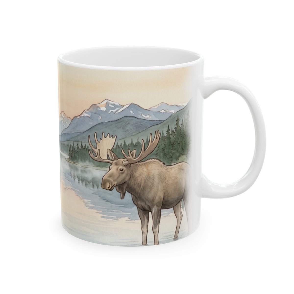 Misty Mountain Lake Mug - 11oz white ceramic mug