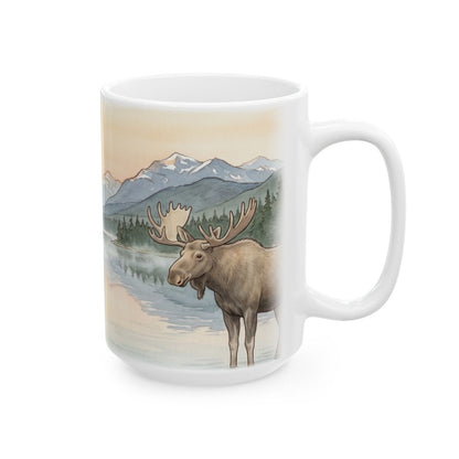 Misty Mountain Lake Mug - 15oz white ceramic mug
