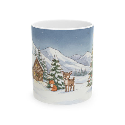 Christmas Eve Cabin Mug - 11oz white ceramic mug