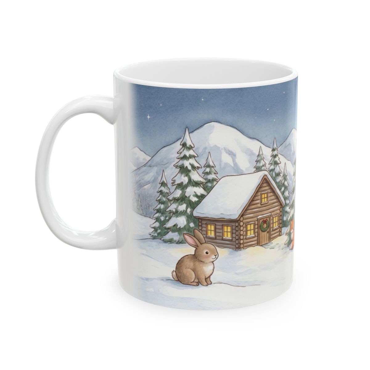 Christmas Eve Cabin Mug - 11oz white ceramic mug