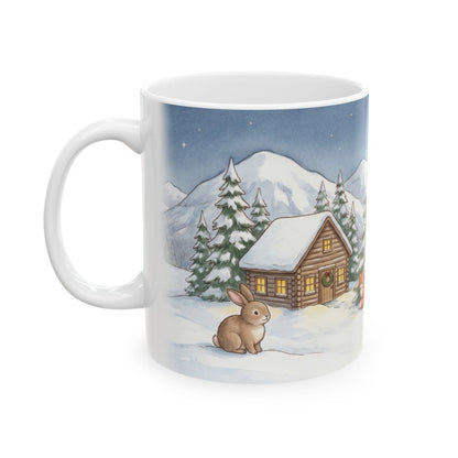 Christmas Eve Cabin Mug - 11oz white ceramic mug
