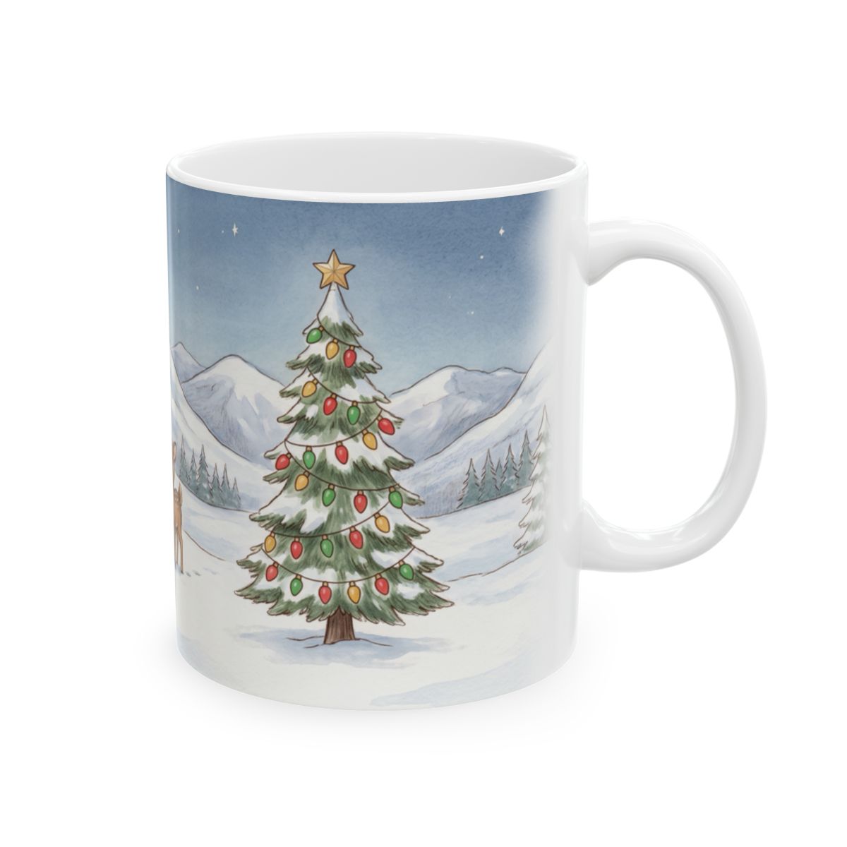 Christmas Eve Cabin Mug - 11oz white ceramic mug