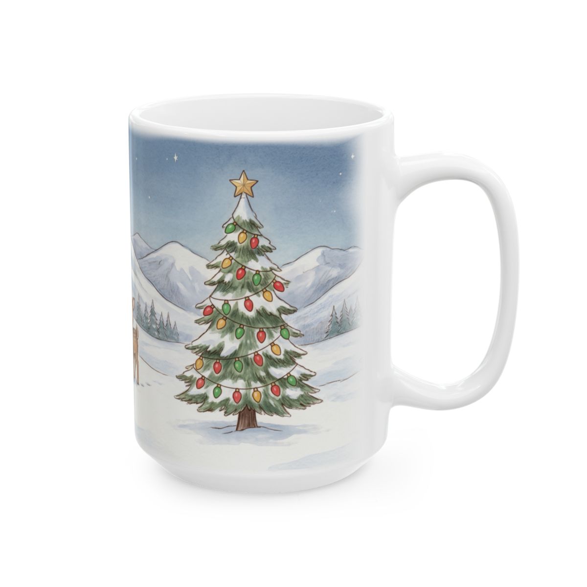 Christmas Eve Cabin Mug - 15oz white ceramic mug