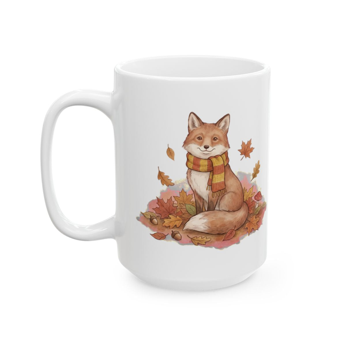 Autumn Fox Mug - 15oz white ceramic mug
