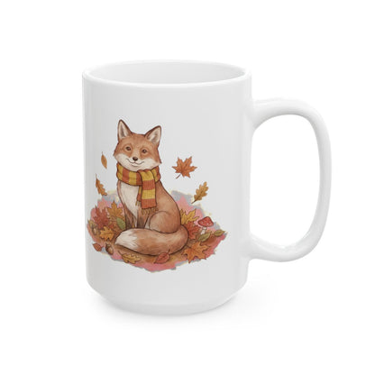 Autumn Fox Mug - 15oz white ceramic mug