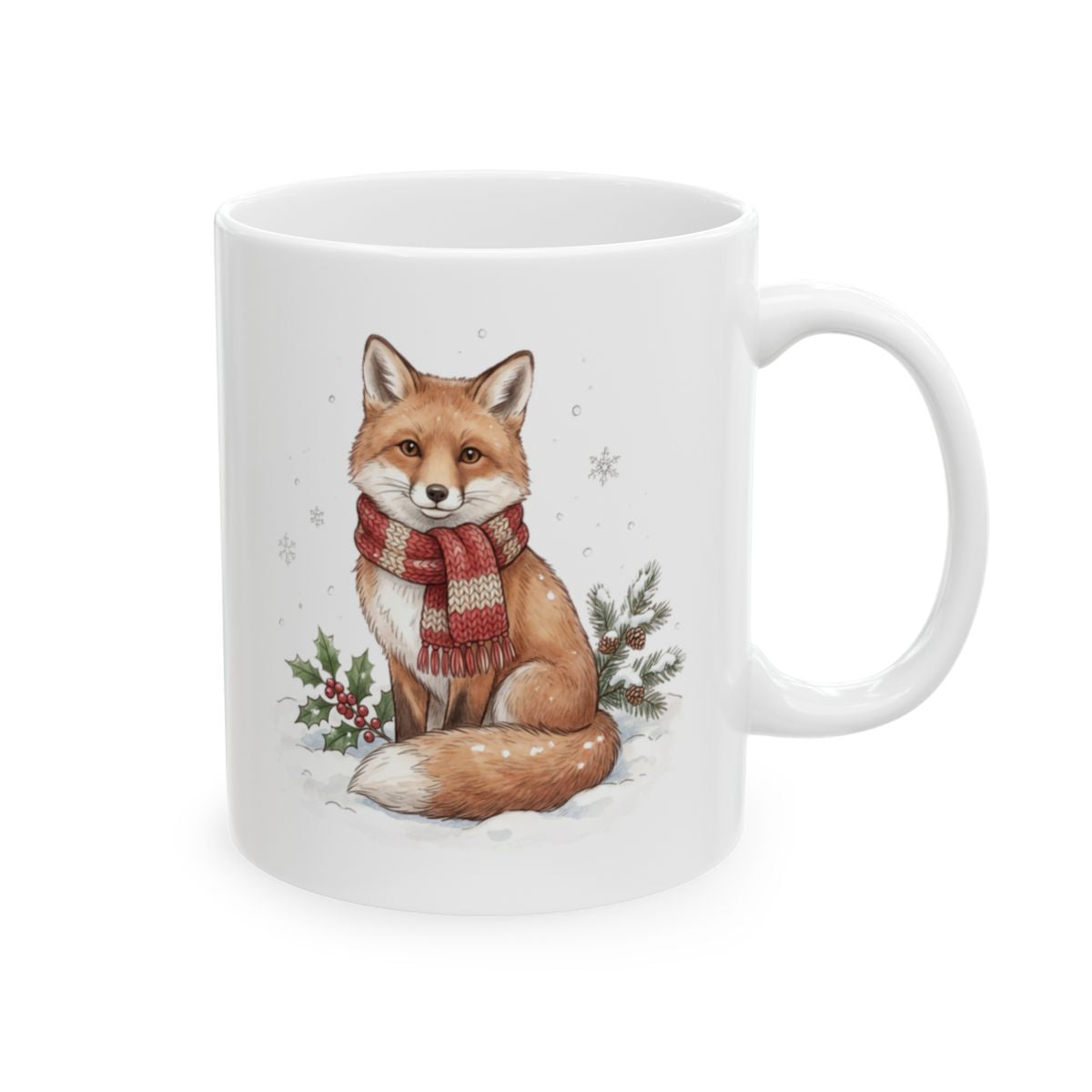 Christmas Fox Mug - 11oz white ceramic mug