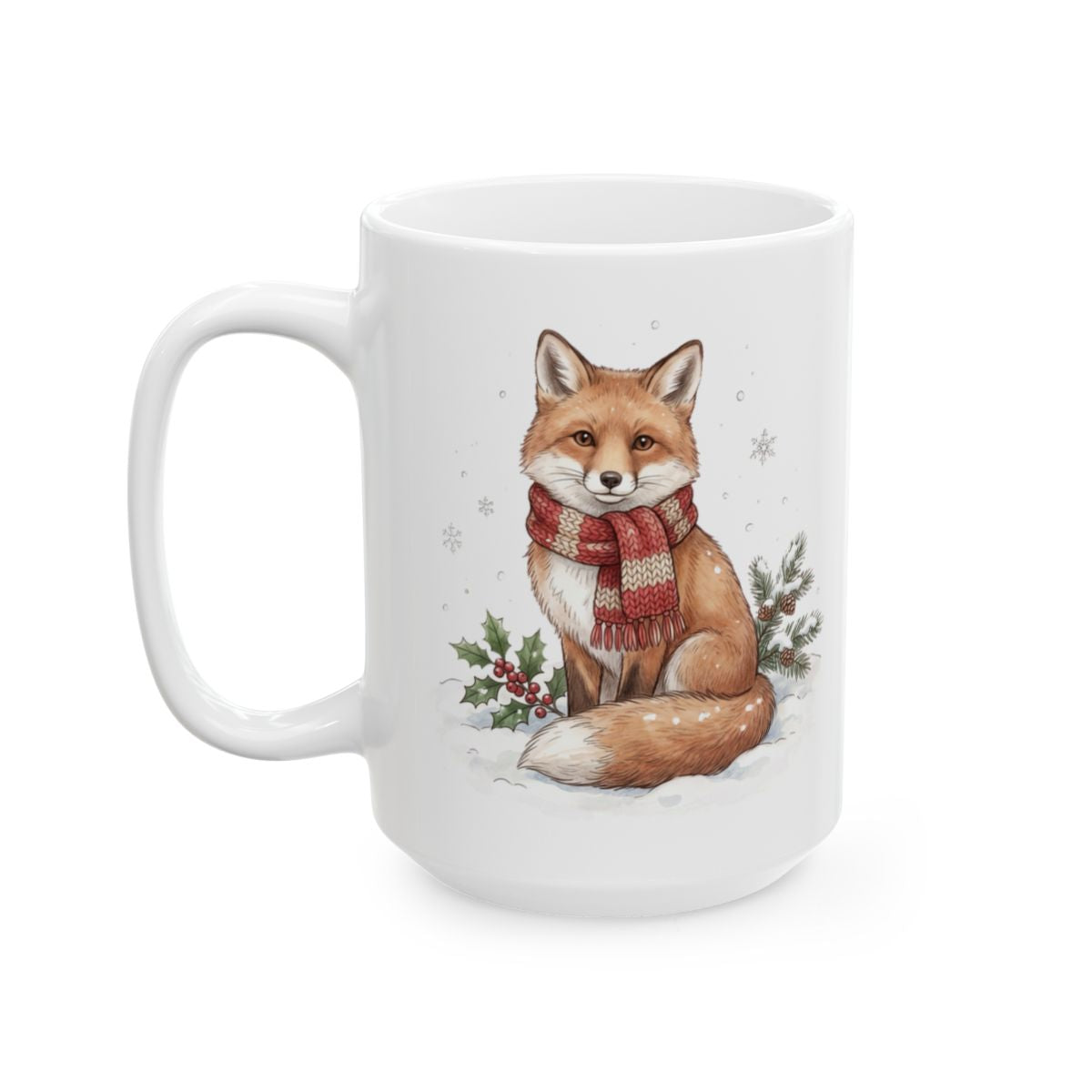 Christmas Fox Mug - 15oz white ceramic mug