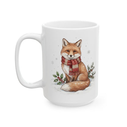 Christmas Fox Mug - 15oz white ceramic mug