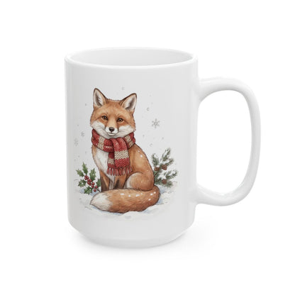 Christmas Fox Mug - 15oz white ceramic mug