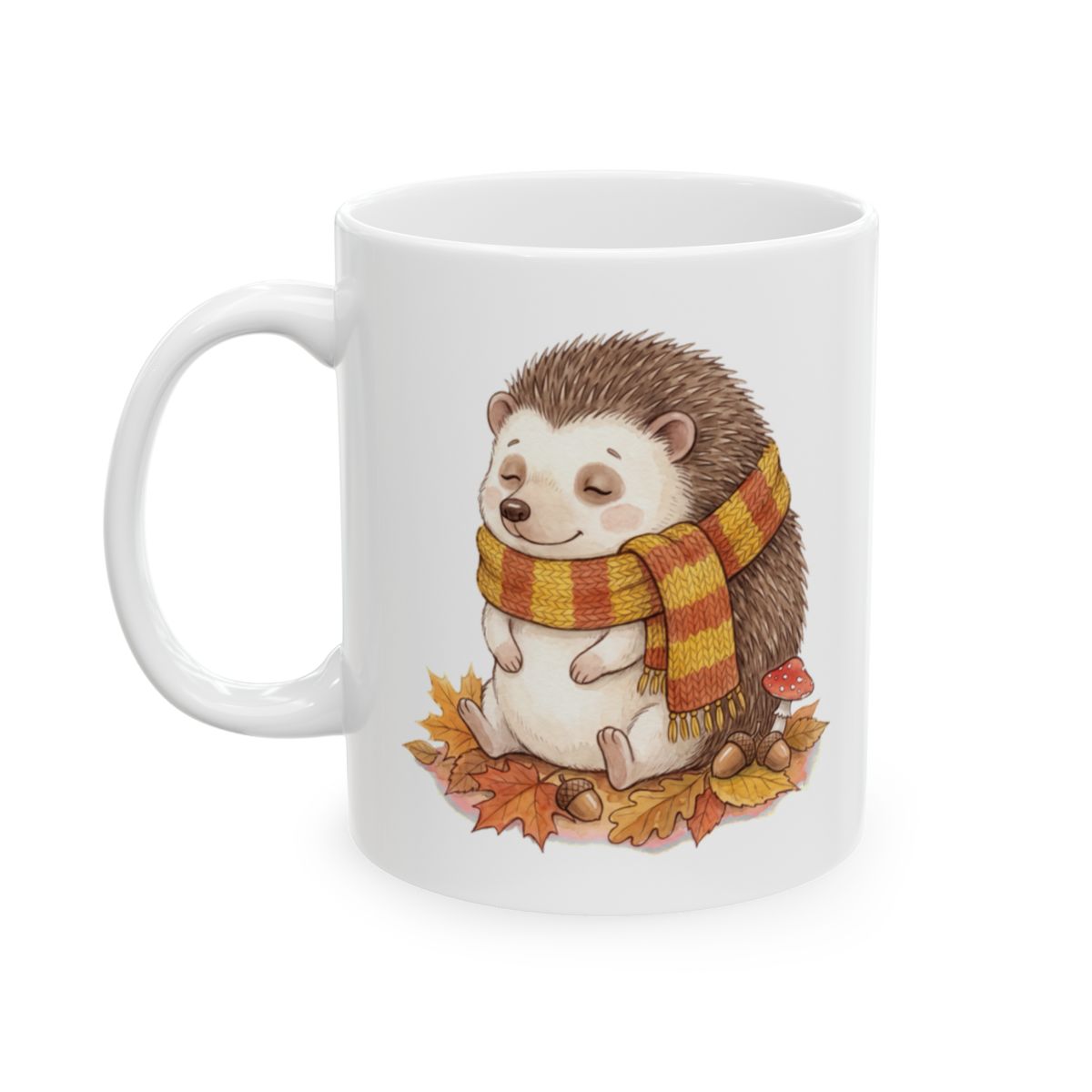 Autumn Hedgehog Mug - 11oz white ceramic mug