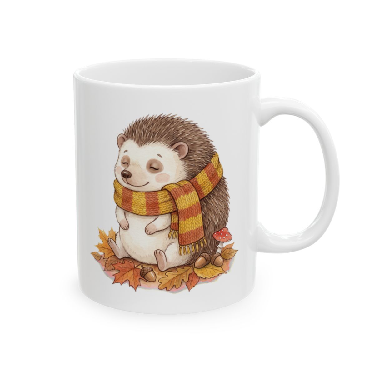 Autumn Hedgehog Mug - 11oz white ceramic mug
