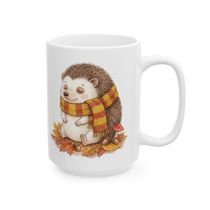Autumn Hedgehog Mug - 15oz white ceramic mug