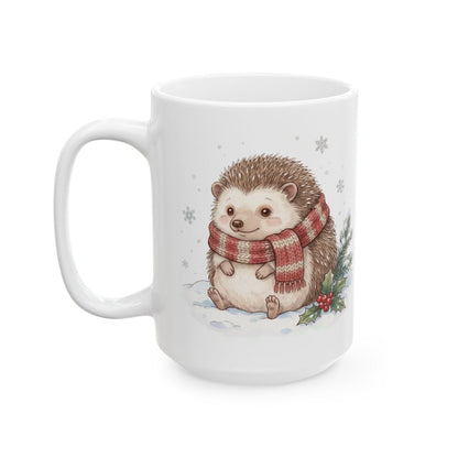 Christmas Hedgehog Mug - 15oz white ceramic mug