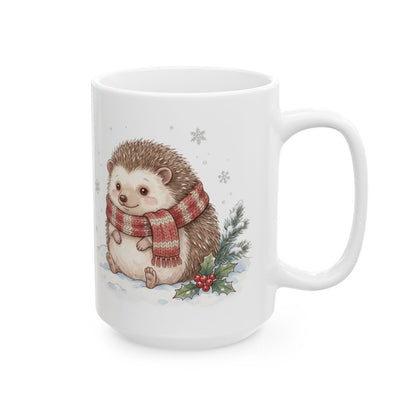 Christmas Hedgehog Mug - 15oz white ceramic mug