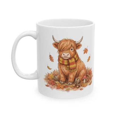 Autumn Highland Cow Mug - 11oz white ceramic mug
