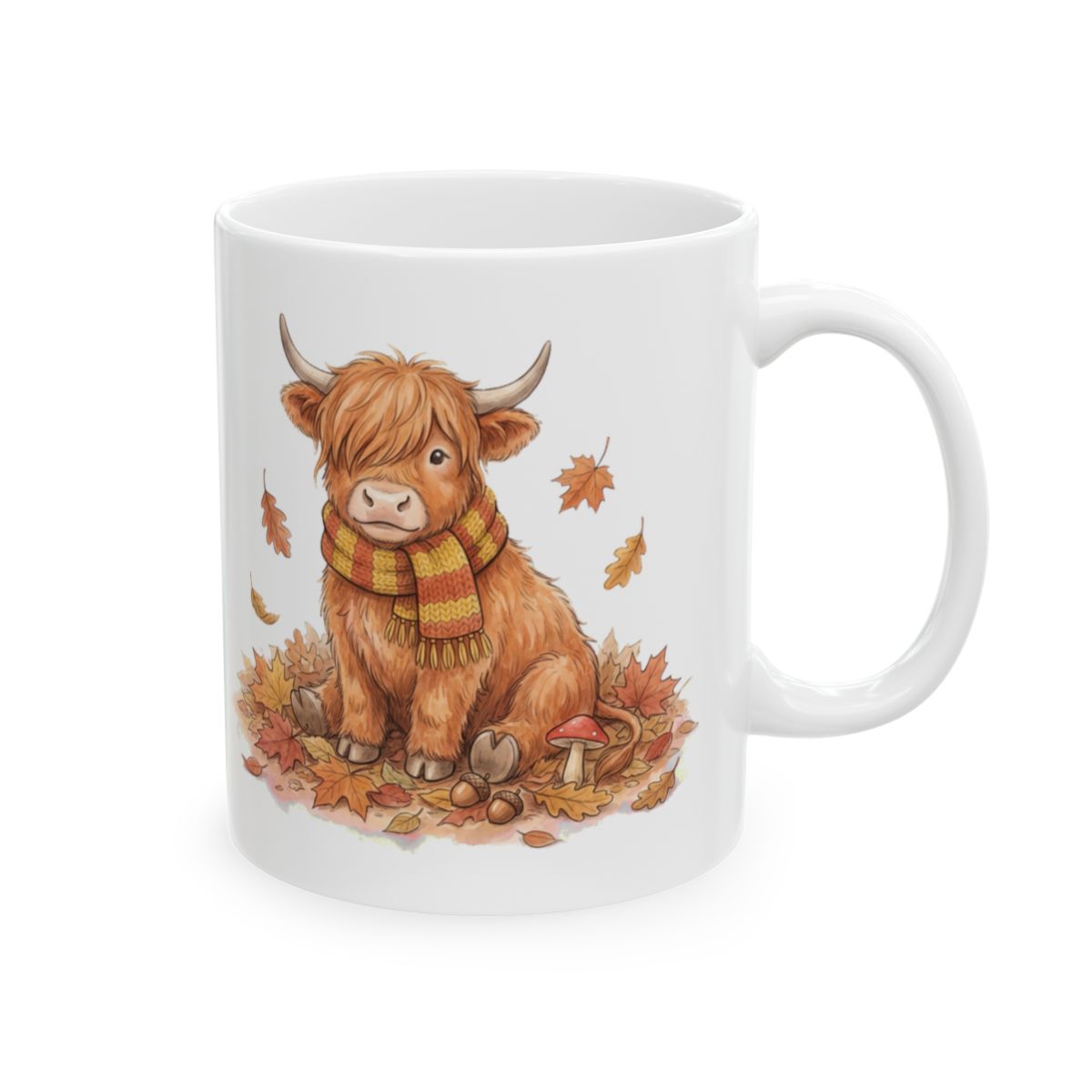 Autumn Highland Cow Mug - 11oz white ceramic mug