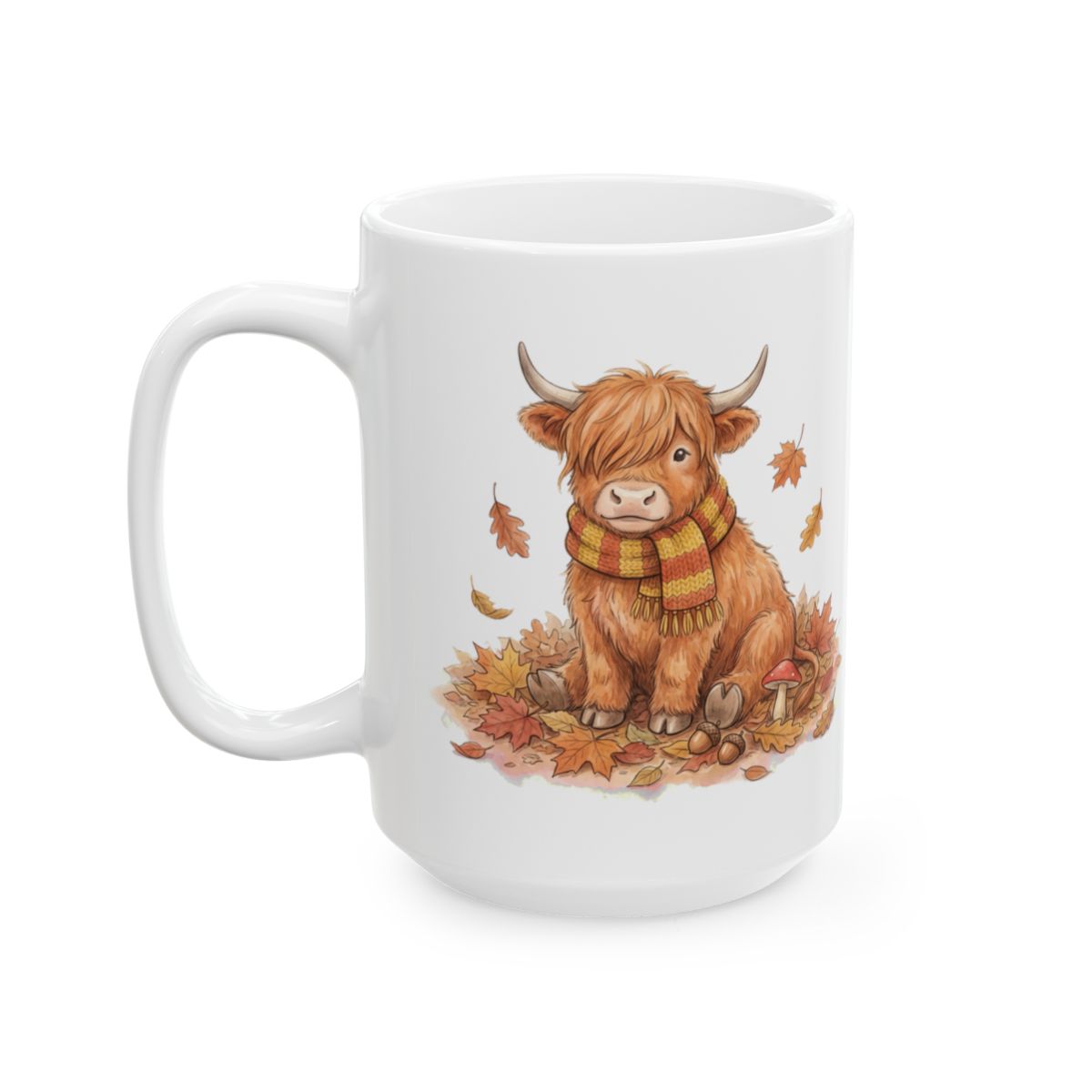 Autumn Highland Cow Mug - 15oz white ceramic mug