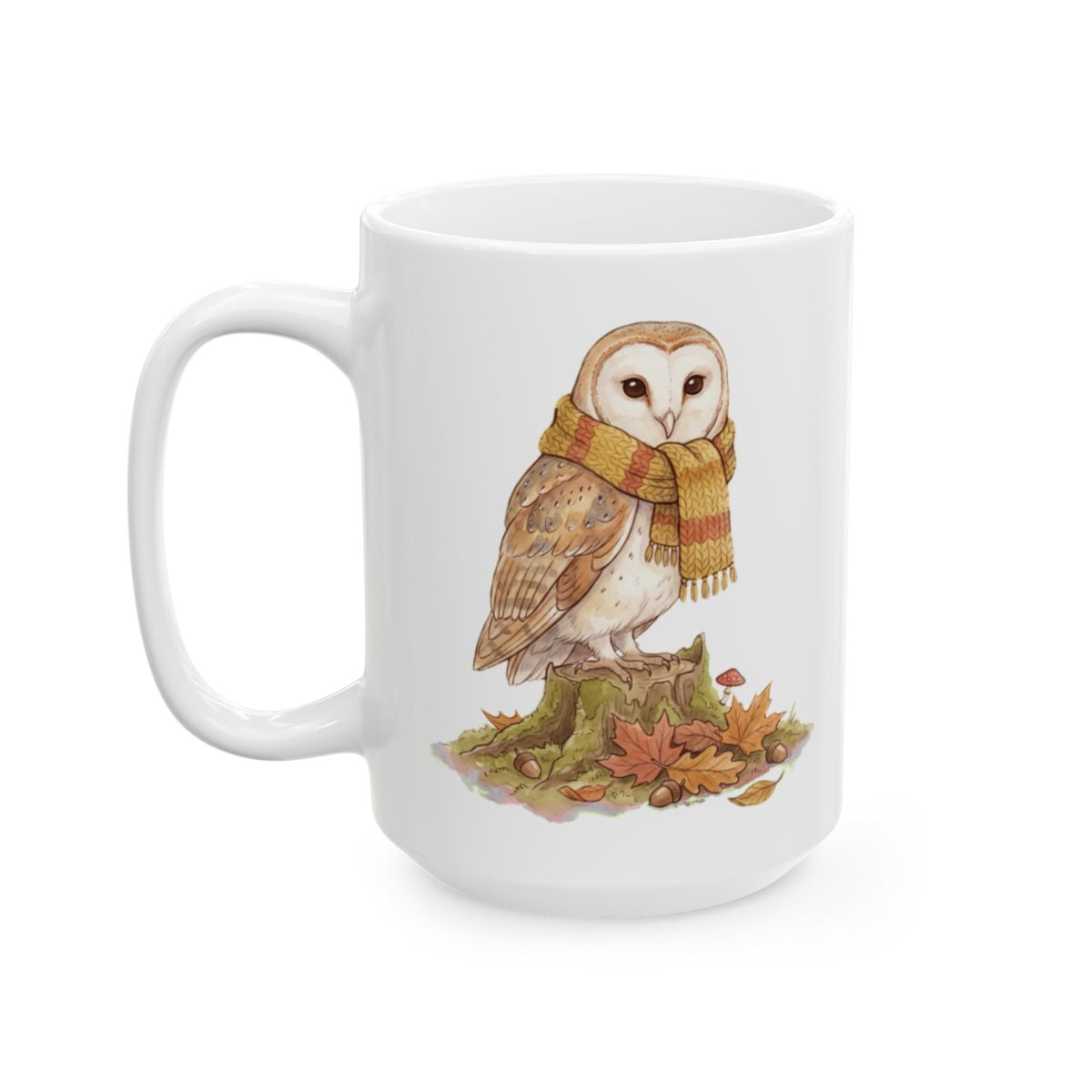 Autumn Owl Mug - 15oz white ceramic mug