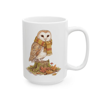 Autumn Owl Mug - 15oz white ceramic mug