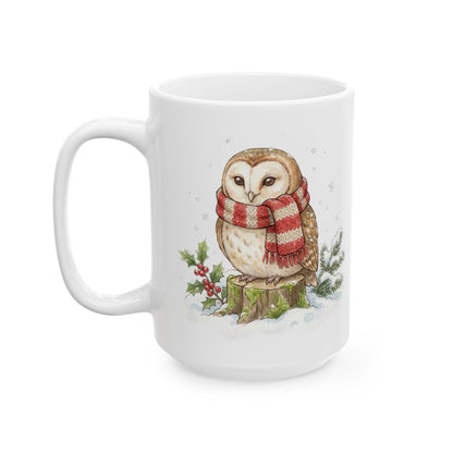 Christmas Owl Mug - 15oz white ceramic mug