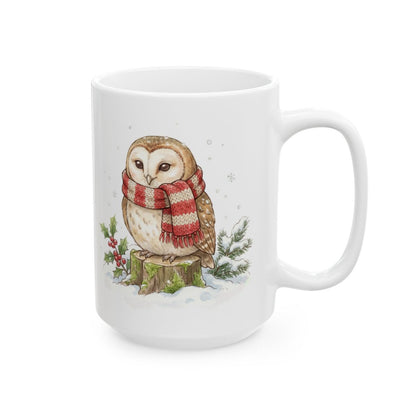 Christmas Owl Mug - 15oz white ceramic mug