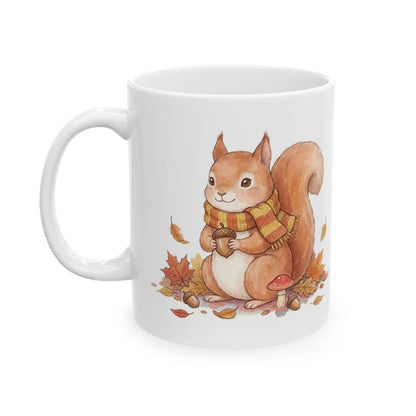 Autumn Squirrel Mug - 11oz white ceramic mug