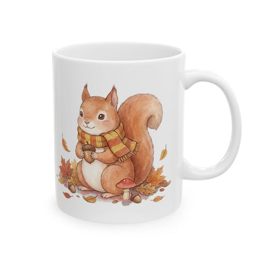 Autumn Squirrel Mug - 11oz white ceramic mug