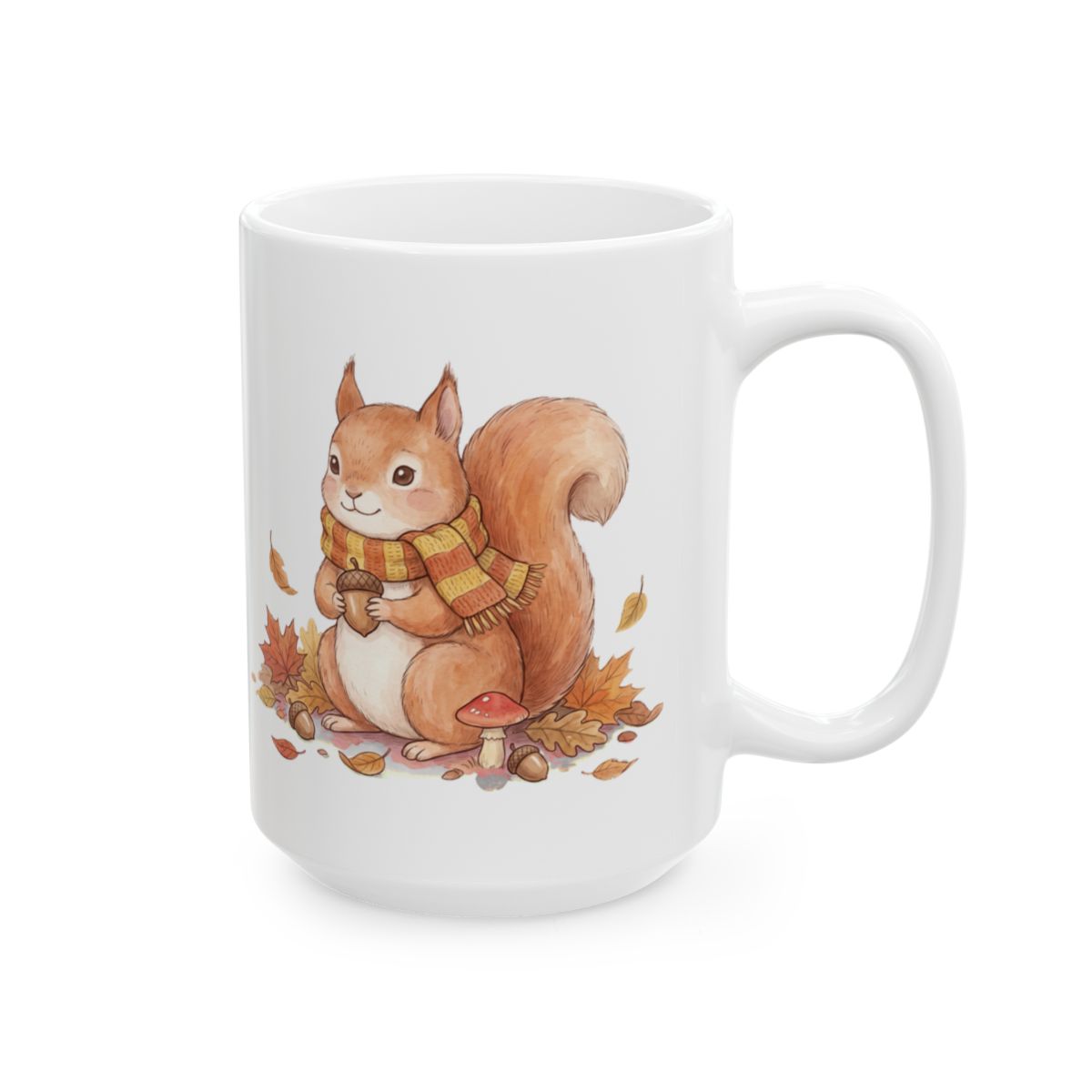 Autumn Squirrel Mug - 15oz white ceramic mug