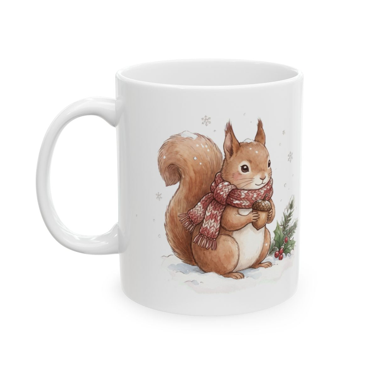 Christmas Squirrel Mug - 11oz white ceramic mug