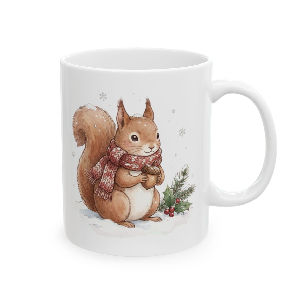 Christmas Squirrel Mug - 11oz white ceramic mug
