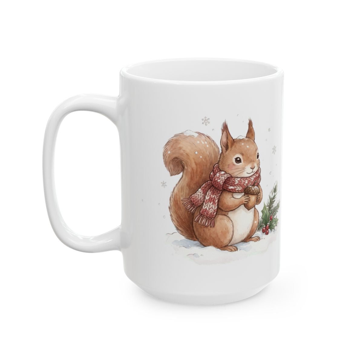 Christmas Squirrel Mug - 15oz white ceramic mug
