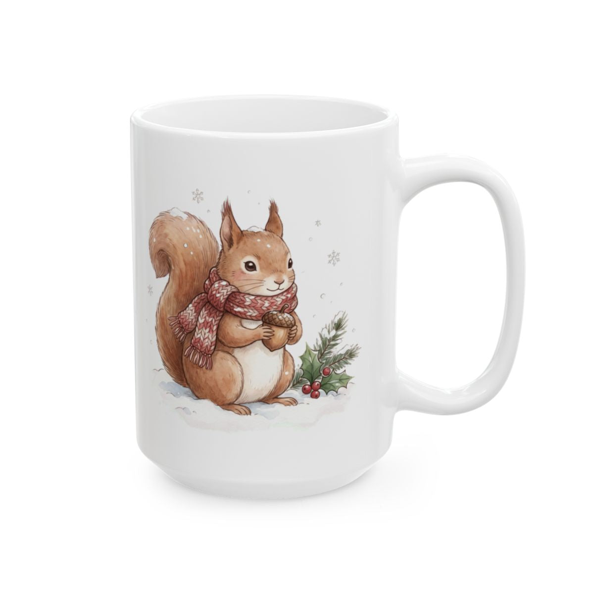 Christmas Squirrel Mug - 15oz white ceramic mug