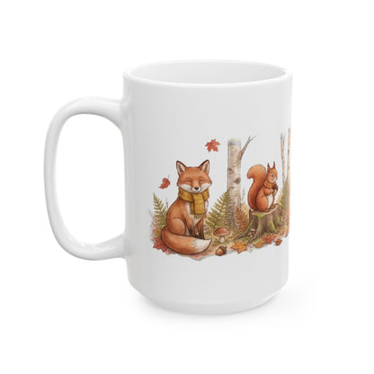Autumn Woodland Friends Mug - 15oz white ceramic mug