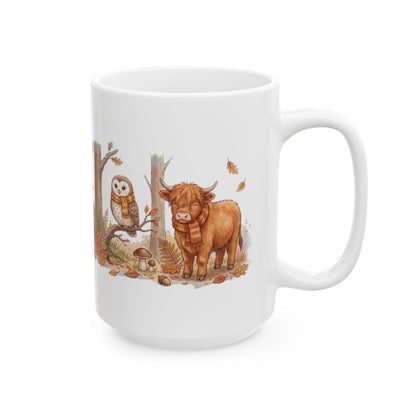 Autumn Woodland Friends Mug - 15oz white ceramic mug