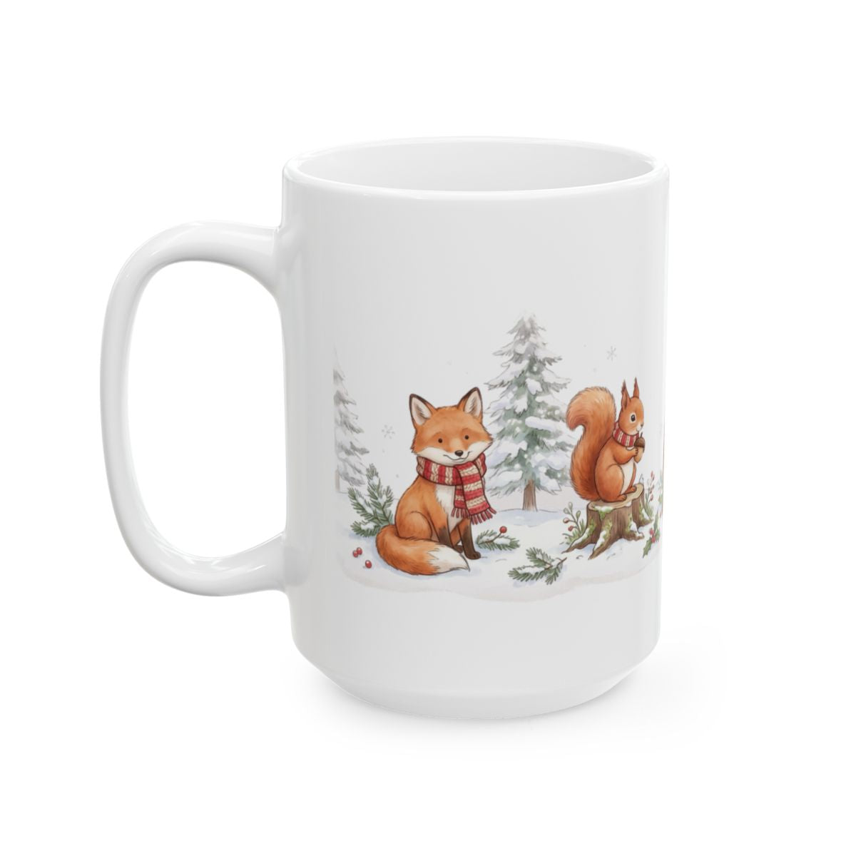 Christmas Woodland Friends Mug - 15oz white ceramic mug