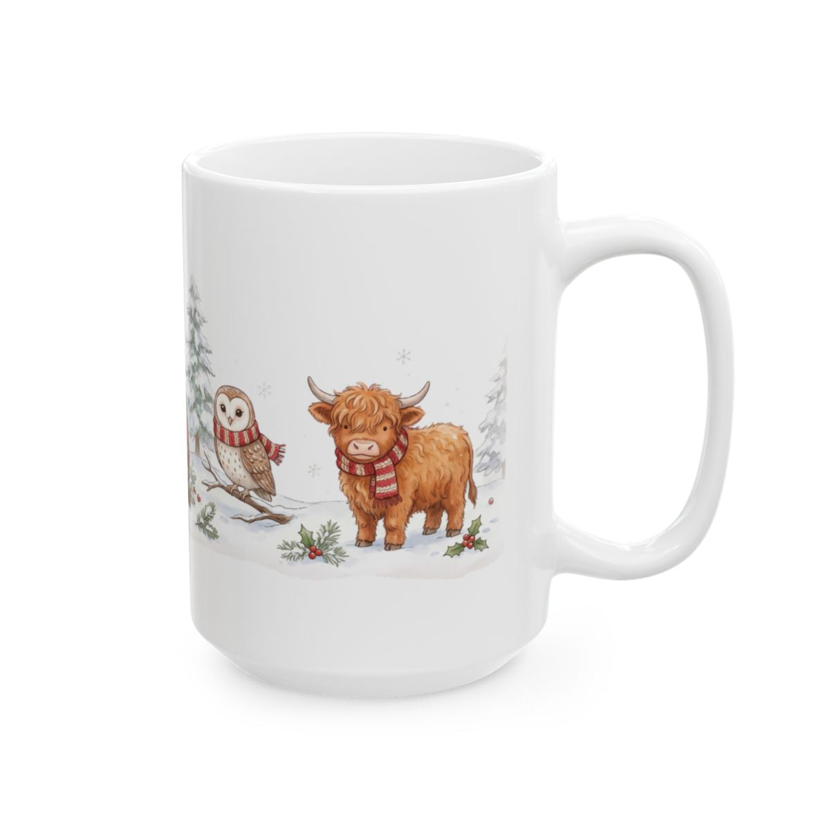 Christmas Woodland Friends Mug - 15oz white ceramic mug
