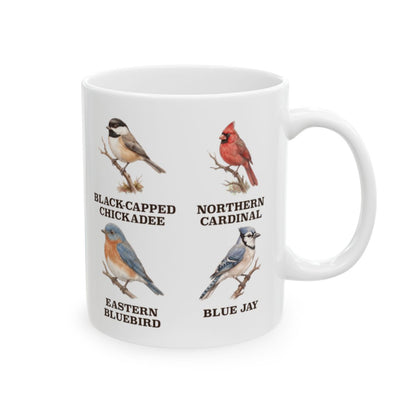 Backyard Birds Field Guide Mug - 11oz white ceramic mug