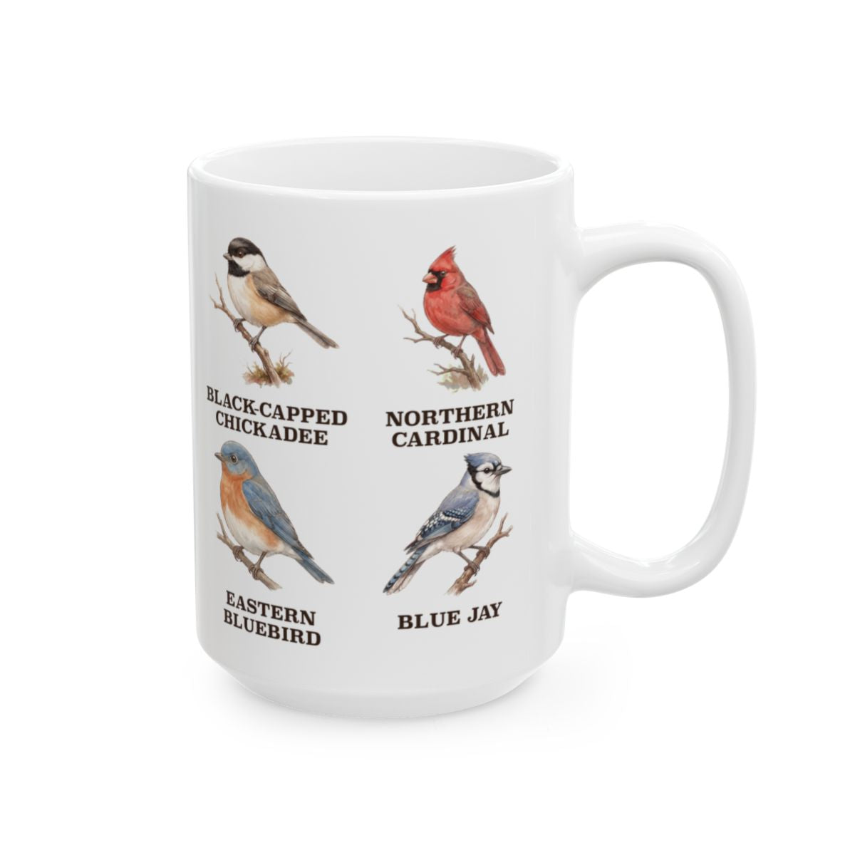 Backyard Birds Field Guide Mug - 15oz white ceramic mug