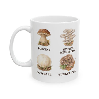 Mushroom Field Guide Mug - 11oz white ceramic mug