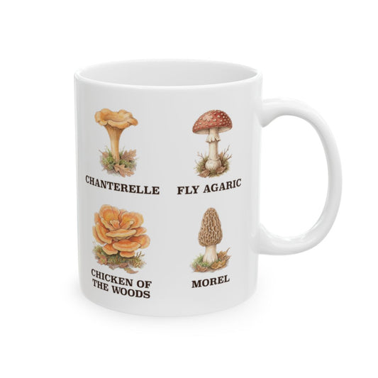 Mushroom Field Guide Mug - 11oz white ceramic mug