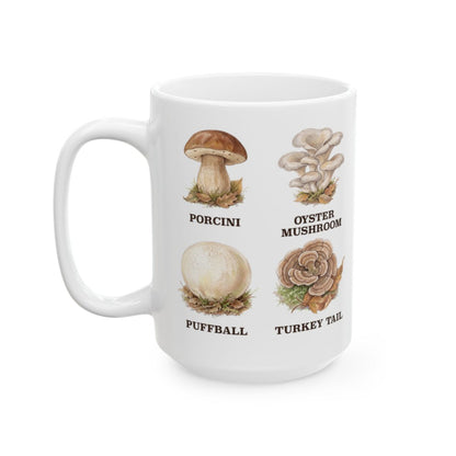Mushroom Field Guide Mug - 15oz white ceramic mug