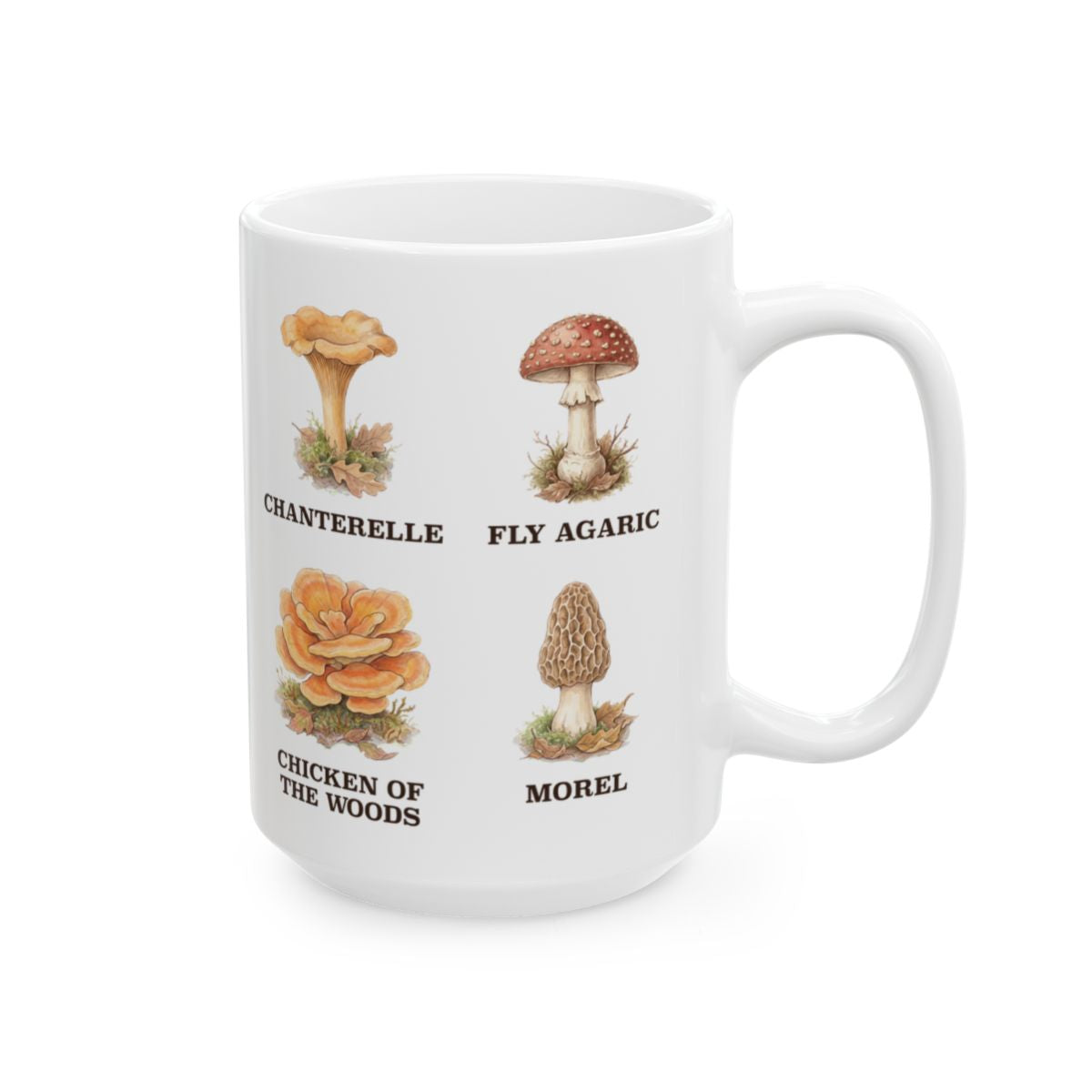 Mushroom Field Guide Mug - 15oz white ceramic mug