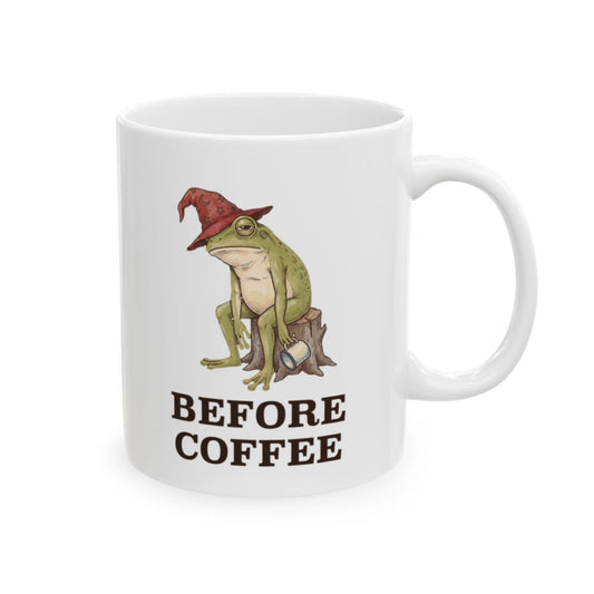 Frog Wizard Before Coffee Mug - 11oz white ceramic mug