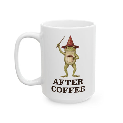 Frog Wizard Before Coffee Mug - 15oz white ceramic mug