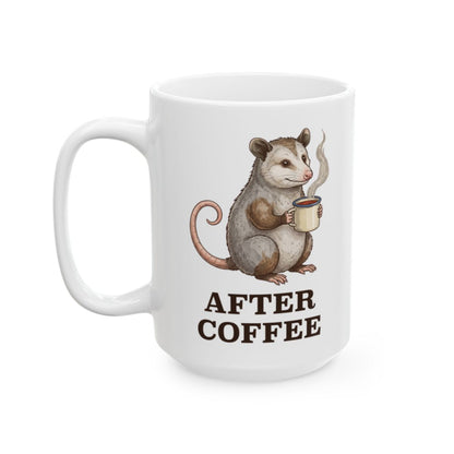 Opossum Before Coffee Mug - 15oz white ceramic mug