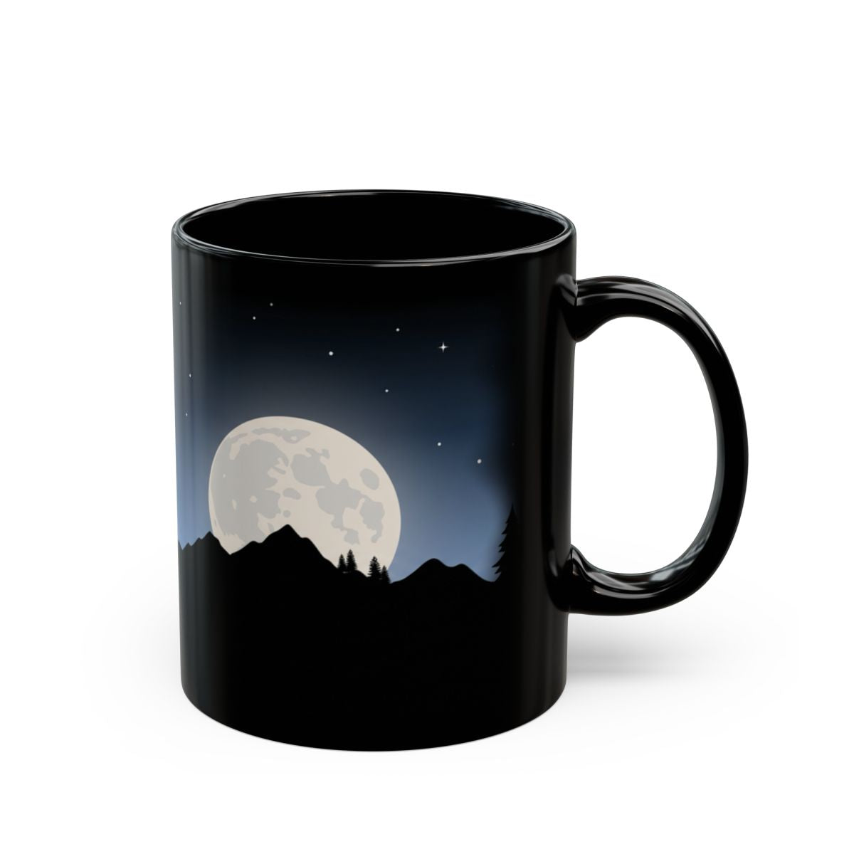 Moonrise Moose Black Mug - 11oz black ceramic mug