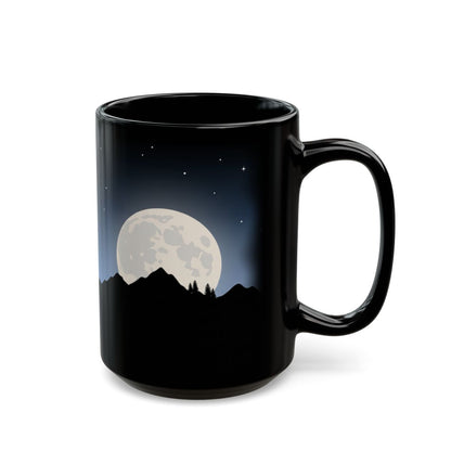 Moonrise Moose Black Mug - 15oz black ceramic mug