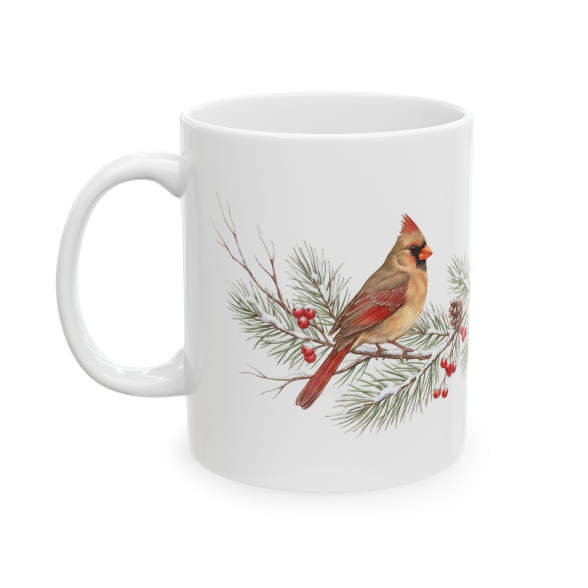 Winter Cardinals Mug - 11oz white ceramic mug
