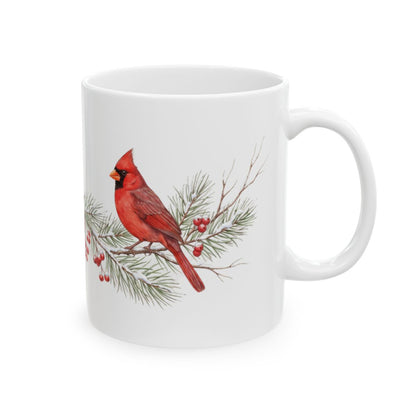 Winter Cardinals Mug - 11oz white ceramic mug